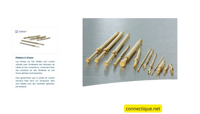 Pointes de test à visser pour fixtures industrielles