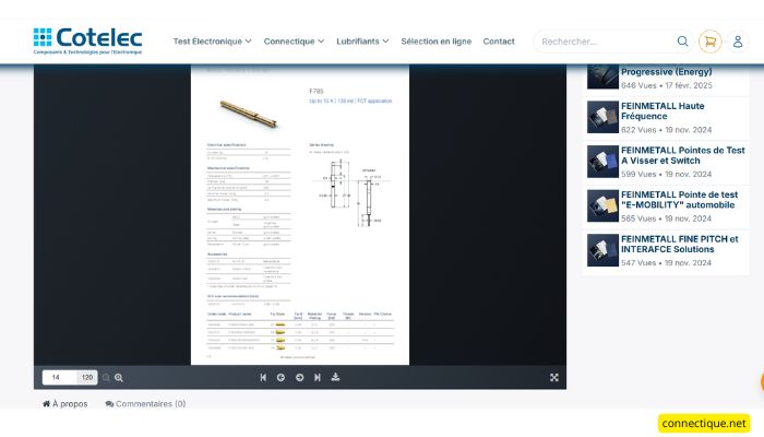 Pointe de test Feinmetall F785 jusqu’à 10 A